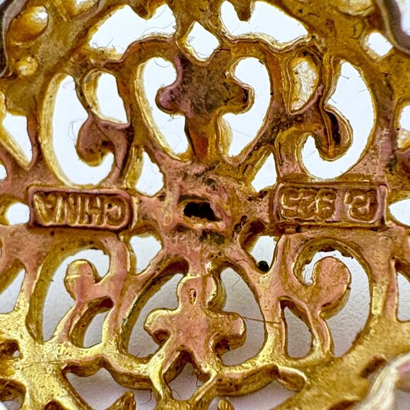 VTG Gold Over Sterling Silver Open Filigree Scroll Design Beaded Ring Size 7 - Picture 6 of 10